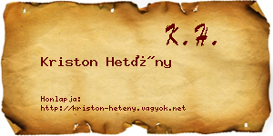 Kriston Hetény névjegykártya